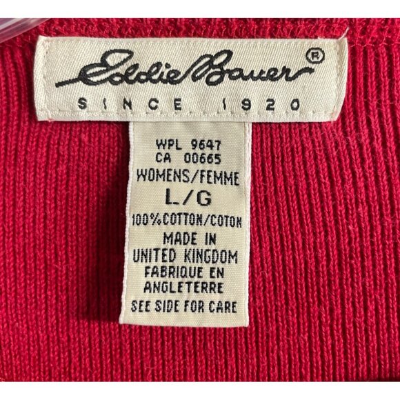 Eddie Bauer Red Cotton Long Sleeve Womens Sweater Size L - Picture 5 of 6